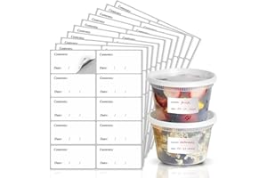 DRAWLISH Freezer Labels Stickers - 300 White Sticky Labels (6x3 cm) - Oil & Waterproof Food Label for Jar, Pantry & Container - Personalised Stickers Label for Kitchen Organisation & Meal Prep