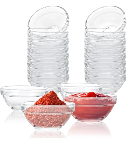 GBKDQQ Lot De 20 Mini Bols à Sauce En Verre 75 Ml - Petits Ramequins Transparents 7,5x3,5 Cm, Micro-ondes & Lave-Vaisselle