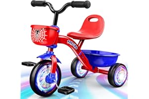 Braxel Tricycle Enfant Bébé évolutif 2-5 Ans, Velo Enfant avec Trois Roues éclairées Spider Cadeau tricycles pour Tout-Petits, Draisienne, Trike Bebe, Capacité de Charge 35 kg, Rouge