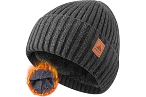 FORVEVO Gorro Invierno Hombre Mujer, Gorro Polar Termico, con Forro Suave, Gorros Punto Felpa, Gorros Invierno Clásico