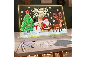 HLAYSHING LED Note Board,Light Up Acrylic Message Board 7 Colors Pen,Led Drawing Board for Kid,Acrylic Dry Erase Light up Memo Arts Doodle Desktop Note Illuminated Wordpad Gift for Kids Home Cafe Office