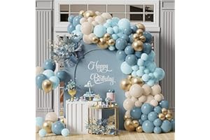 PATIMATE Kit Arco Palloncino Blu - 122 Pezzi Kit Ghirlanda Arco Palloncini Oro Nudo Blu, Palloncini Blu Retrò per Uomo Ragazzi Baby Shower Decorazioni, Festa di Compleanno, Addio al Nubilato, Fidanzamento