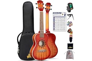 Winzz Ukulele Concierto Adulto 23 Pulgadas Principiante Set Madera De Caoba, Niños Principiantes, Ukelele Único Comprar Regalos (Cuerdas de Carbono, Mate Sunburst)