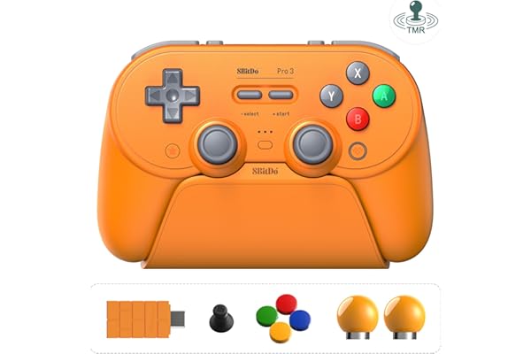 8BitDo Pro 3 Manette Bluetooth pour Switch/Switch 2, Joysticks TMR, Boutons Arrière Pro et R4/L4 Programmables, Gâchettes Hall/Tactiles,Boutons ABXY Interchangeables,pour Windows,Apple,SteamOS,Android