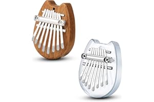 EVERJOYS 2 Pack Mini Kalimba Thumb Piano 8 Keys,Portable Solid Wood Mbira Finger Piano for Kids and Adults,Pocket Musical Gifts for Beginners w/Chain
