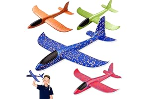 ELF-GRETTER Aereo Polistirolo per Bambini, 4 Pezzi Aereo Giocattolo Bambino, Aerei Polistirolo da Lanciare, Aliante Aeroplano Schiuma per Regalo Natale, Grande Giochi Giardino Esterno