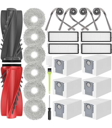 19 pezzi di ricambio accessori per robot aspirapolvere T10 con 2 spazzole principali + 4 spazzole laterali + 4 filtri HEPA + 4 panni mocio + 4 sacchetti per la polvere + 1 spazzola di pulizia