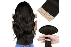 ‎HOTBANANA hotbanana Tape in Extensions Echthaar, 40cm Tape Extensions Echthaar 16 Zoll 20 Stück 50g Natürliches Schwarz Echthaar Extensions Tape Gerade Remy Echthaar Tape Extensions