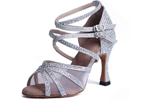 Sandali Ballo Tacco Scarpe Da Ballo Latino Salsa L391 - Tacco Piattaforma Con Glitter Scarpe Da Ballo Latino Americano