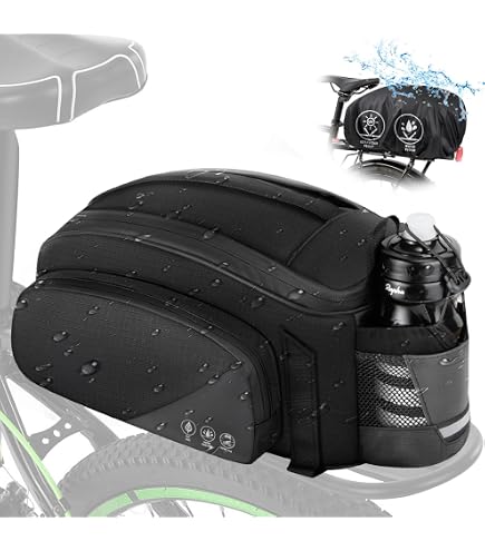 Eyein Fahrradtasche für Gepäckträger, 8,6L wasserdicht Hartschale Fahrrad Gepäckträgertasche mit Regenschutz und Schultergurt