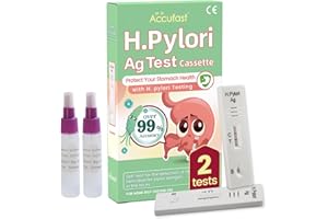 Accufast Test Helicobacter Pylori x2- Cassetta di test H.Pylori Ag | Helicobacter Pylori Test | Kit di autotest domestico per l'indigestione del bruciore di stomaco Sigillato e Sterile