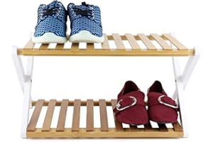 Ashwood & Rye 2 Tier Folding Bamboo Shoe Storage Racks