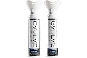EVOLVE 15-Litre Pure Oxygen Canister with Breathing Cup | Portable Oxygen Can | Ideal for Home Use and Outdoor Activities | Designed by Firefighters | Made in Britain | Pack of 2