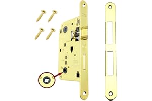 GAMOBIFER Serratura AGB Porta Interna a Incasso per Bagno WC serie CENTRO (FRONTE 22x196, SCROCCO E CATENACCIO, OTTONE LUCIDO)