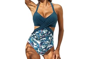CHUANGMINGHANGQI Sexy Maillot de Bain Femme 1 Piece Bikini Imprimee Push Up Soutien-Gorge Trikini Dos Nu