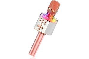 Hoppac Micro Karaoké sans Fil Enfant, Fille Flash LED DéGradé,Micro Bluetooth pour Chanter,ConféRencier,Selfie Jeux/Jouets/Cadeaux pour NoëL/FêTe d'anniversaire KTV