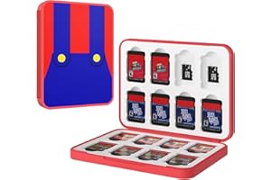 MoKo Funda para Almacenamiento para Switch Juegos Compatible con Nintendo Switch & Switch Lite & Switch OLED, Organizador de 16 Tarjetas de Juego Impermeable Estuche Caja de Tarjeta - Mario Rojo