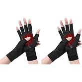 ACWOO 1 Pair of Compression Gloves for Arthritis, Copper Fiber Fingerless Gloves for Men and Women, Ideal for Relieving Rheum