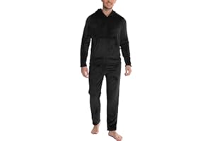 Vlazom Pijama Hombre Invierno Polar Pijamas para Hombre de Franela con Capucha S-XXL