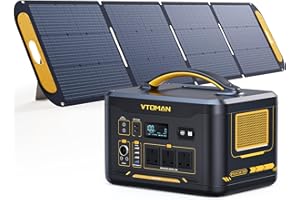 VTOMAN Jump 1500X Portable Power Station with 220W Solar Panel - 1500W/828Wh LiFePO4 Battery Solar Generator with 1500W Constant-Power, PD 100W Type-C, Capacity Expandable for Camping, Home Backup