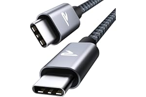 RAMPOW Câble USB C vers USB C 1m, Câble USB C Charge Rapide 60W Power Delivery 3.0 pour Macbook Pro, iPad Pro, Nintendo Switch, Samsung S21/S20/S10/S9, Google Pixel - Gris Sidéral