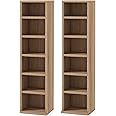 HOMCOM 204 CD Media Display Shelf Unit Set of 2 Blu-Ray Tower Rack w/Adjustable Shelves Bookcase Storage Organiser, Natural