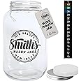 Wide Mouth Mason Jars - 1 Gallon (4L / 135oz) Sauerkraut Fermentation Jars – Large Glass Kombucha Jar with 2 Screw Top Lids – Ideal for Kimchi Container, Pickling, Fermenting & Food Storage Container