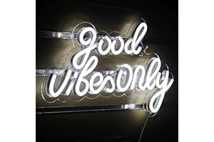 INEONLIFE Good Vibes Only Insegna al Neon Bianca Segno di luce LED Insegne luminose al Neon Insegne a LED con lettere Acriliche per Decorazioni per feste da parete per camera da letto 16,5"X9"