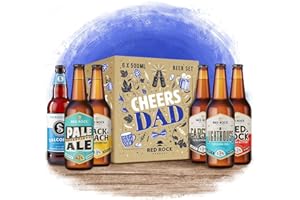Red Rock Brewery Cheers Dad Mixed Craft Beer Gift Set - 6 Bottles In A Presentation Box – Gift Hamper for Dad On Birthday or Fathers Day