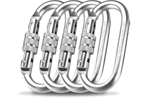 ‎EMEKIAN EMEKIAN Ovaler Karabiner FüR Drinnen Und DraußEn, Schwerlast Schraubkarabiner Mit Schraubverschluss, 25 KN (2500KG) Für Hängematte, Seil, Wandern, Camping