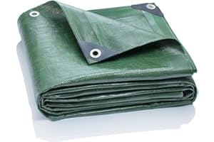 GardenMate 200 g/m² Premium Fabric Tarpaulin Boat Tarpaulin Protective Tarpaulin Green Heavy Duty, 1,5m x 6m, Green