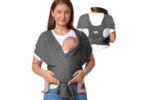 Momcozy Fular portabebés con cierre de botón a presión, hebilla para recién nacidos y padres, técnica de amarre simple, portabebés transpirable hasta 9 kg, versátil portabebés para recién nacidos y