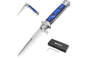 POKTWORLD Coltello Pieghevole,Acciaio inossidabile 7Cr17 di Coltello Soccorso Portatile di Sopravvivenza per Caccia,Campeggio attività all'Aperto Multiuso (Resina - Blu)