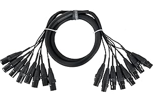 Pronomic Câble Audio XLR Multiprise 8 Sorties 1,5m Noir pour Studio et Scène