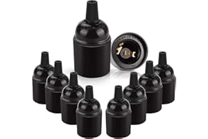 DiCUNO E27 Lampenfassung, Bakelit Renovierfassung, Edison Retro-Sockel, Lampenhalter für Glühbirnen, Tischlampen, Pendelleuchten, 4A, 250V, hitzebeständig bis 180℃, 10er Pack