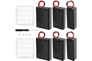 6 Stycken AAA Batterihållare, KUOQIY 1/2/3/4 x 1.5V AAA Batteri Förvaringslåda med Ledningar & ON/OFF-omkopplare & Lock, Med