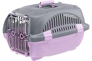 Ferplast Transportín Gato Rider, Transportín Perro Pequeño y Gatos hasta 7 Kg, Puerta Transparente Antigolpes, Ranuras de Ventilación, Transportín Mascotas Rígido, 34 x 50,7 x h 30 cm, Rosa