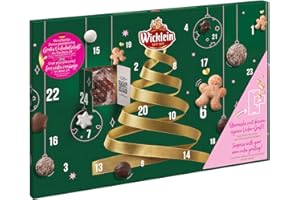 Wicklein Lebkuchen Adventskalender 327g, mit persönlichem Video-Gruß zum Verschenken, 24 köstliche Tage mit Nürnberger Lebkuchen, inkl. QR-Code für individuelle Botschaft am 24. Dezember