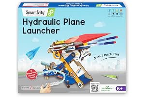 Smartivity Hydraulisk flygplanskastare med rörelse – Trämodell för montering, 72 delar – 3D-pussel – Hantverk för barn – Peda