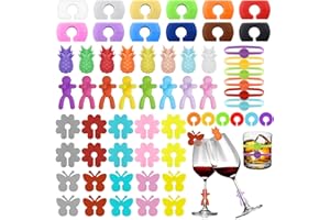 HAVACUE ㅤ HavaCue 60 Pezzi Segna Bicchieri Calici,Riutilizzabili Segnabicchieri Silicone, Segnabicchieri per Calici, Segna Bicchieri Acqua, Segna Bicchiere, Segnaposto Bicchieri Natale