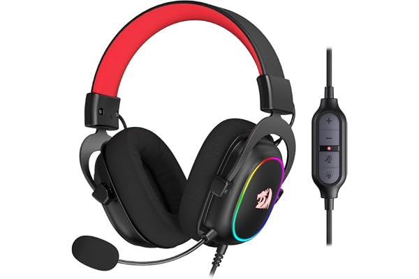 Redragon H510 Zeus Casque de Jeu Filaire - Son Surround 7.1 - Coussinets d'oreille en Mousse à mémoire - Pilotes 53 MM - Microphone détachable - Casque multiplateforme (RGB)
