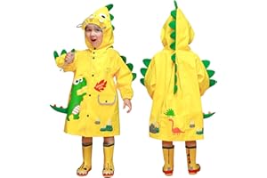 JinBei Impermeable para Niños Chaqueta Encapuchado Chubasquero Reutilizable Poncho Ligero Traje 3D Capa de Lluvia Lindo Años