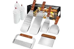 MAIKEHIGH Grillspachtel Plancha Kit Edelstahl Grillbesteck - 9 Stück Schwerer Edelstahl Pfannenwender-Set Profi Grill-Spachtel für zum Kochen, Camping und Tailgating Männer