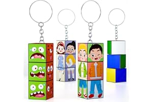 EUCLIDEAN CUBE Magic Cube Set Key Ring 1x3 Mini Cube Keychains Toys Infinity Magic 3D Puzzle Cubes Stress Relief Gift for Kids and Adults (4 Packs)