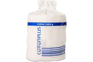 COTTONPLUS Cotton Plus CORDA 1000 g - LINEA PROFESSIONALE | 100% PURO COTONE IDROFILO CARDATO PER USO PROFESSIONALE | Morbido e assorbente.