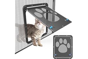 SCBOY Einfache Installation Katzenklappe(29 cm * 24 cm) Abschließbar Haustierklappe Fliegengitter mit Magnetverschluss für Kleine Hunde und Katze