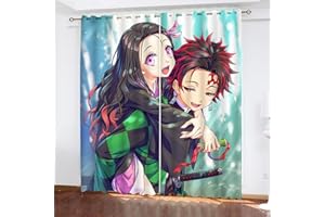 SMNVCKJ Demon Slayer Anime Tende oscuranti per ragazzi e ragazze, camera da letto, cameretta dei bambini, tende traforate (9,100 × 140 cm)