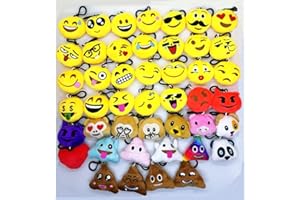CHSYOO 45pcs Mini Emoji Key Chain Diámetro 5cm Smileys Plush Pillow Style Bag Colgante, Regalo para el cumpleaños Fiesta de los niños Baby Shower Garden Party