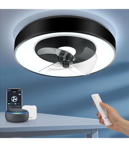 VOMI LED Ceiling Fan With Lighting And Remote Control, APP Control RGB