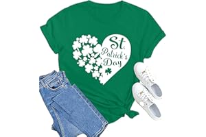 SUWATOIN Womens St Patricks Day T Shirt Shamrock Heart Print Shirt St. Patrick's Day T-Shirt Irish Gift Tops
